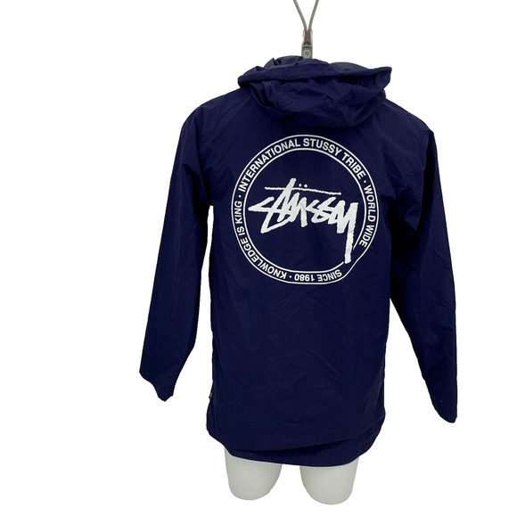 Stussy Other - Stussy Men Windbreaker Snap Closure Small Long Sleeve Blue Nylon LOGO 34-14